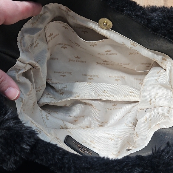 Juicy Couture Women's Black In The Mix Double Handle Faux Fur Crossbody - Picture 11 of 13